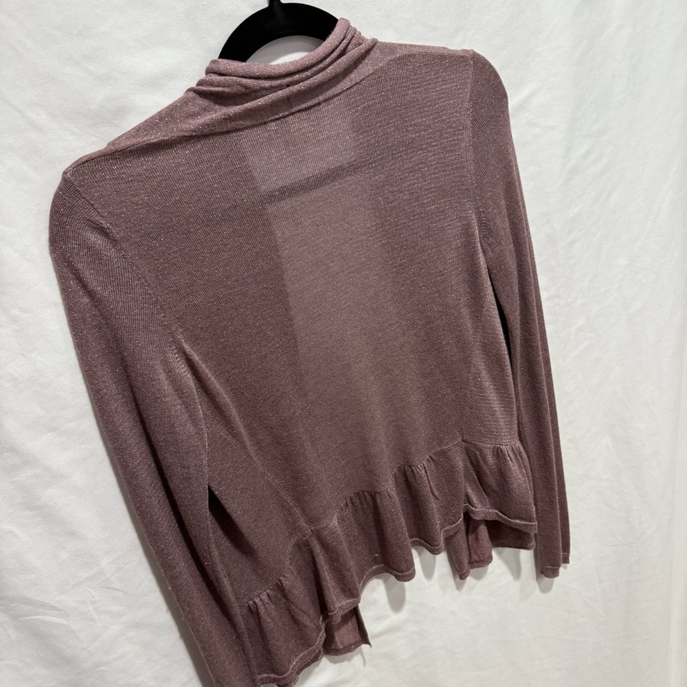 Banana Republic Metallic Ruffle Hem Open Cardigan Small Festive Office Wedding - Picture 11 of 14